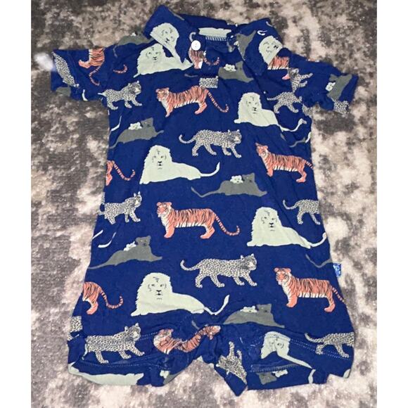 Kic Kee Pants Baby Boy Navy Blue Tigers Pattern Spring/Summer Romper 3-6 Months - Picture 1 of 3